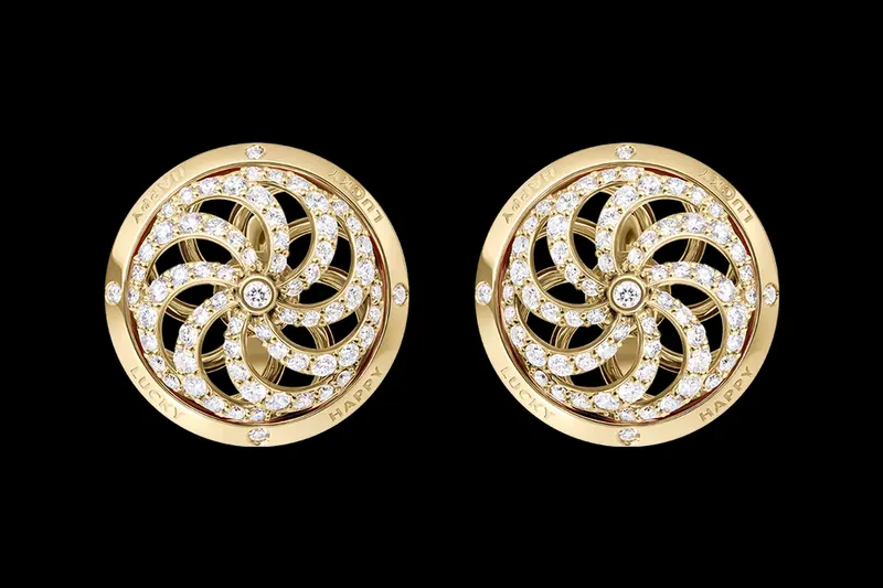 Gold and diamond swirl earrings